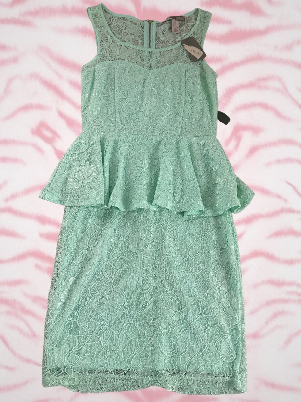 Forever 21 Mint Lace Peplum Dress